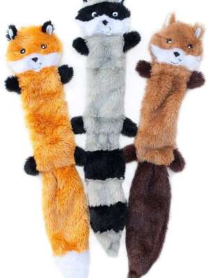 No Stuffing Squeaky Plush Dog Toy Set Image